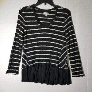 Studio by JPR‎ Black/White Striped Peplum Sweater
